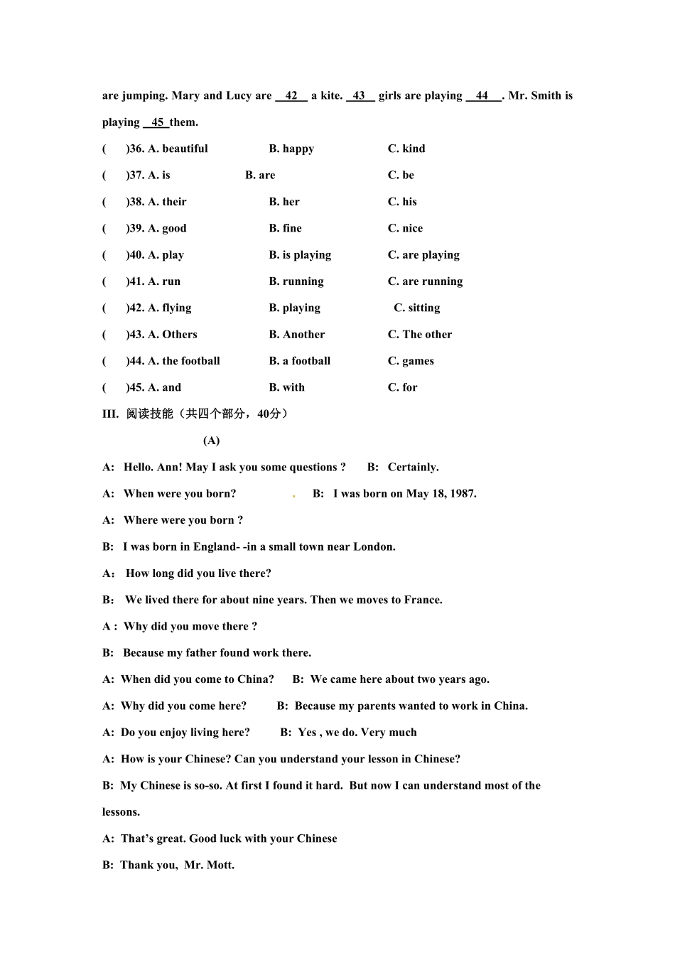 13.七年级下册第二次段考期中英语试卷含答案.pdf_第3页