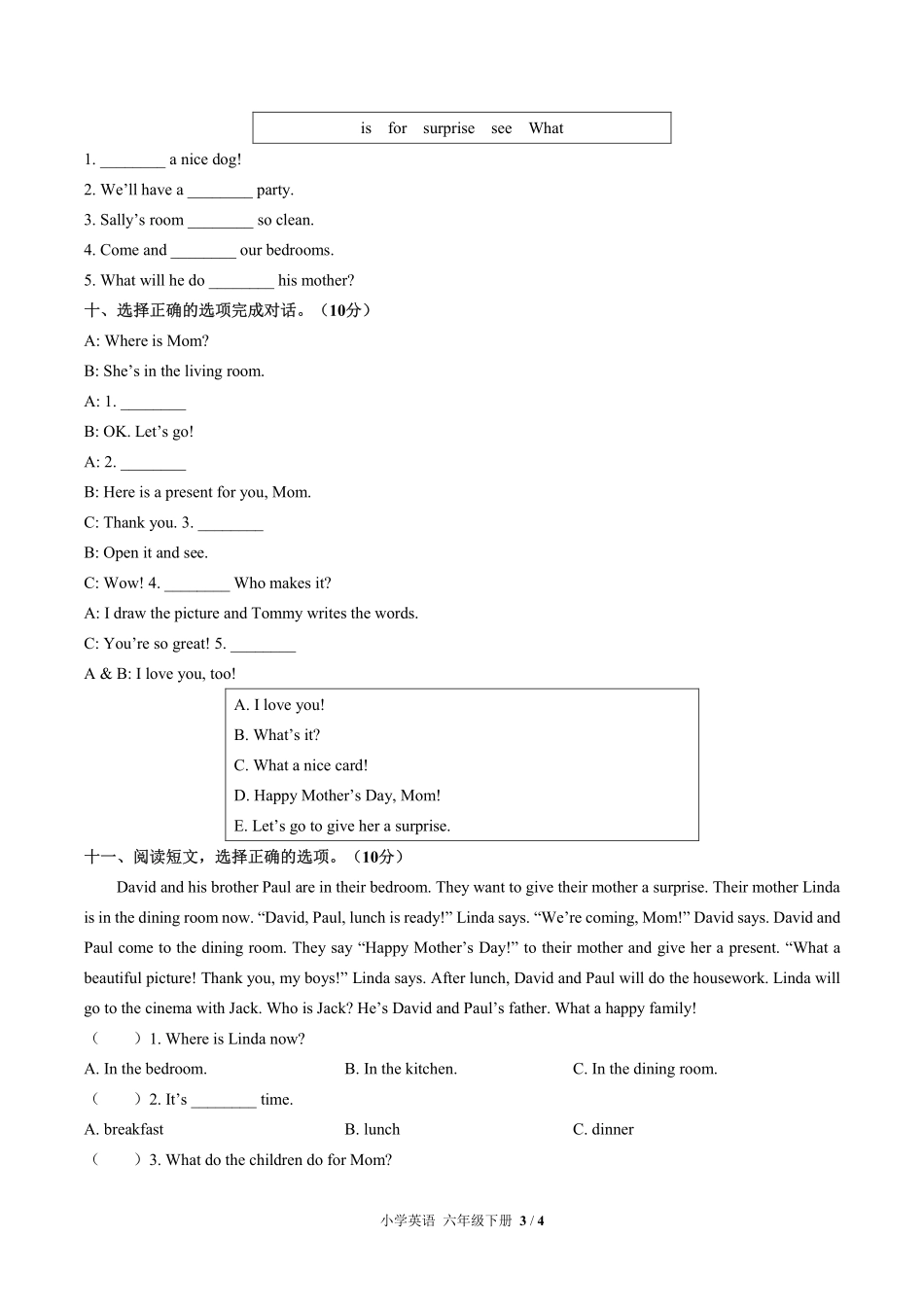闽教版三年级起点小学英语六年级下册Unit4单元测试01含答案解析.pdf_第3页