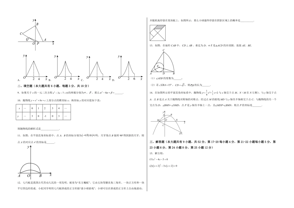 部编数学九年级上册【期中满分冲刺】综合能力拔高卷轻松拿满分考试版含答案.pdf_第2页