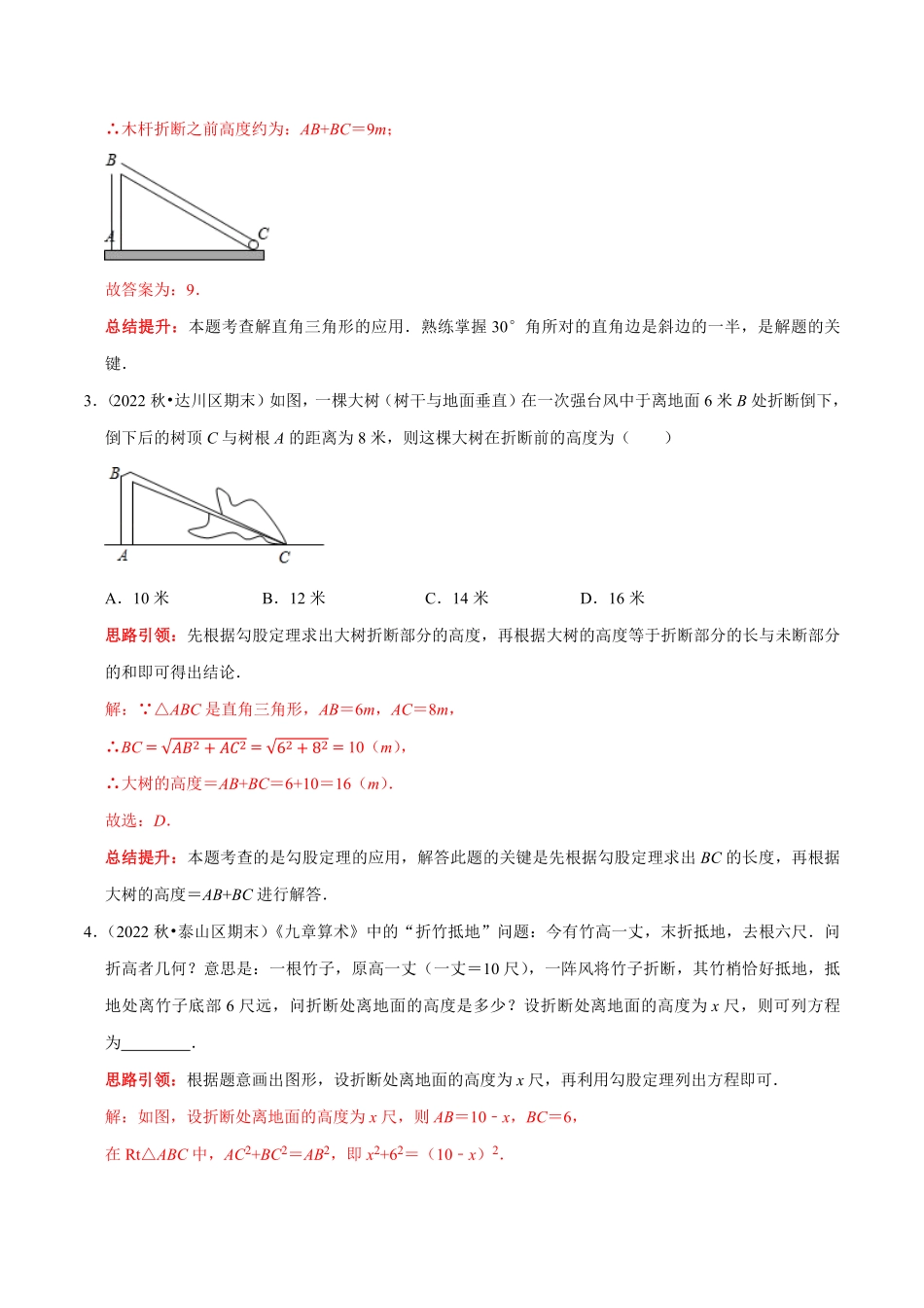 部编数学八年级下册专题12勾股定理的实际应用分类训练解析版含答案.pdf_第2页