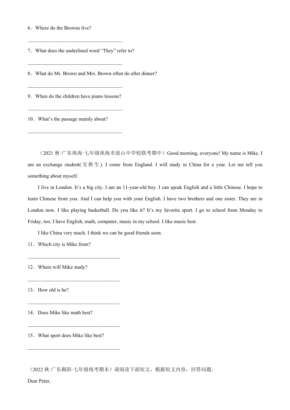 Unit2单元话题任务型阅读七年级英语下册单元重难点易错题精练人教版含答案.pdf_第2页