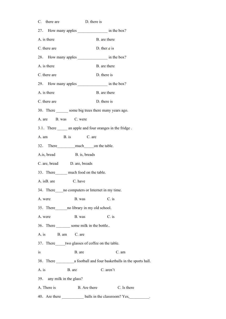 【精品】小升初英语知识专项训练时态与句法 there be 结构含答案.pdf_第3页