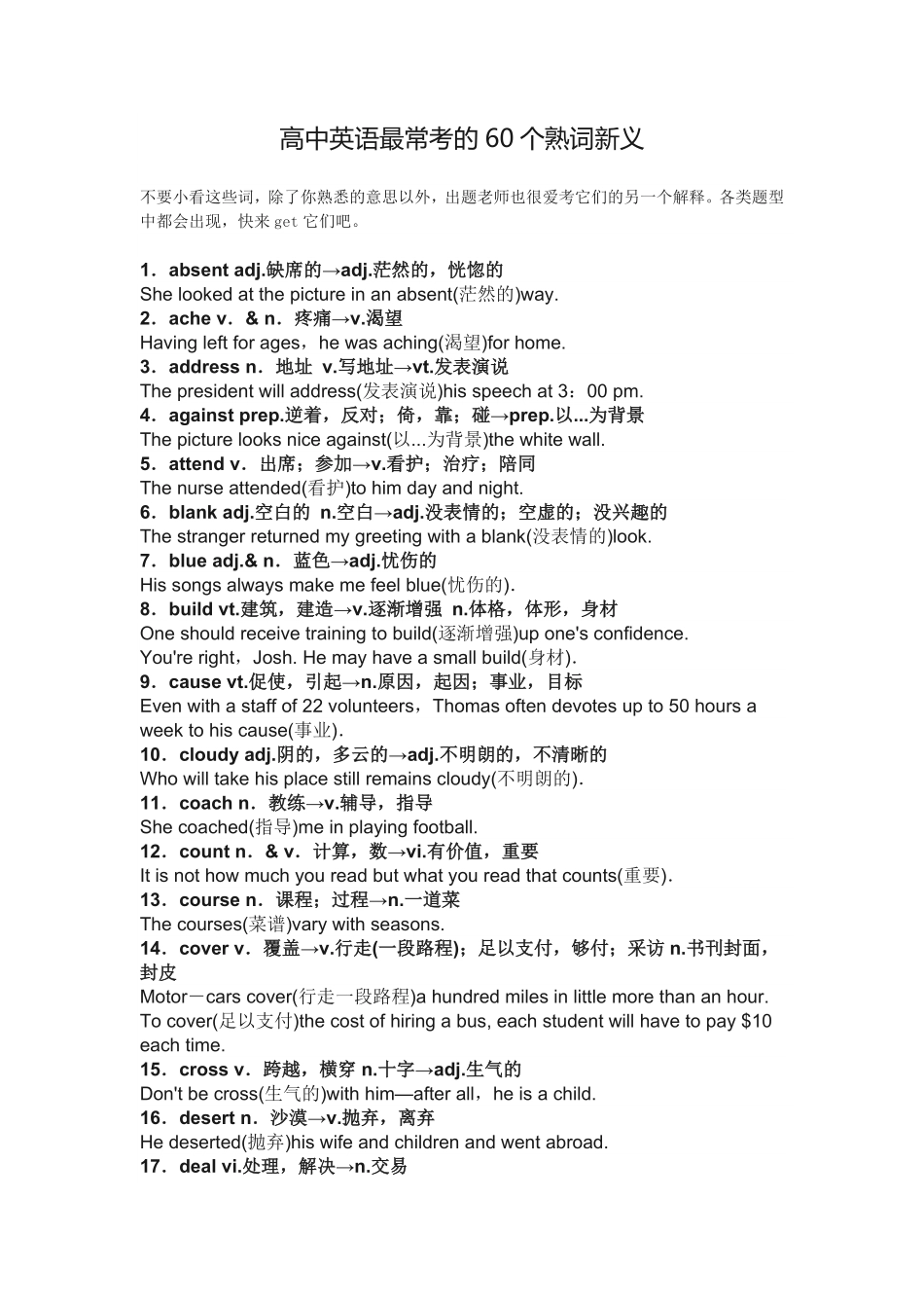 高中英语最常考的60个熟词新义1.pdf_第1页