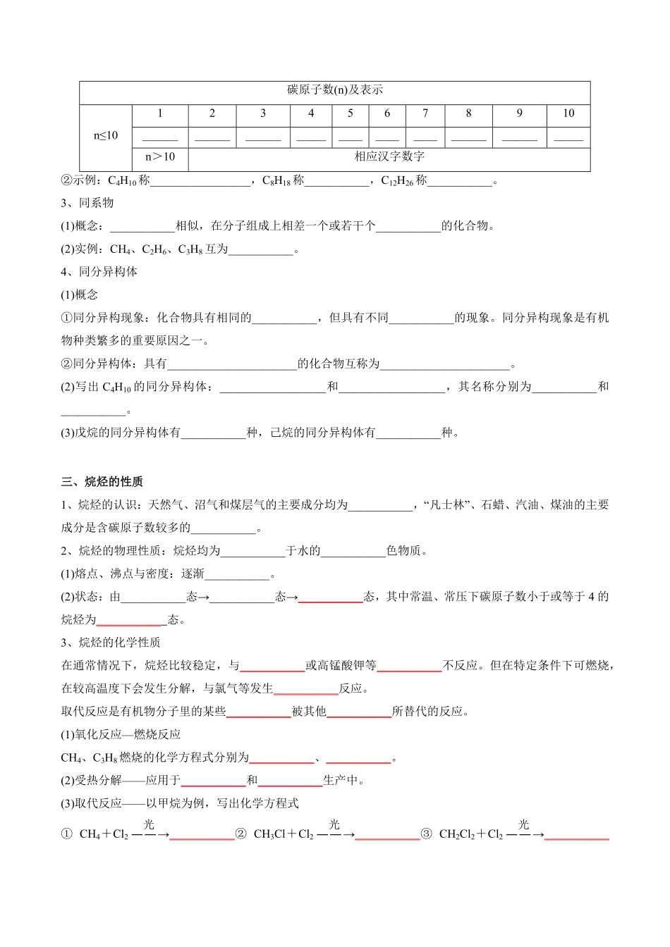 第7章有机化合物-高中化学全册必背章节知识清单新人教版必修第二册学生版.pdf_第2页