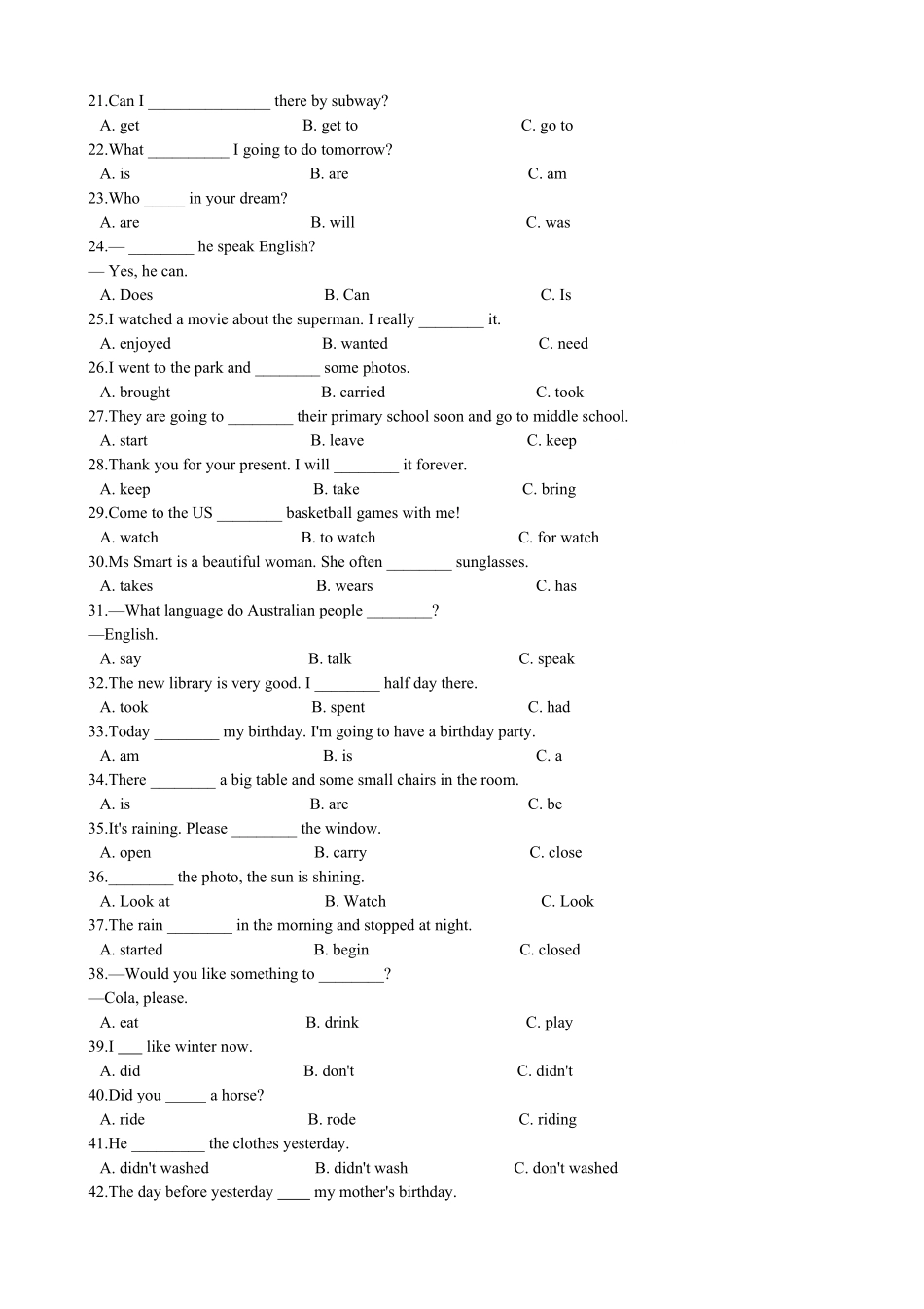 4、小升初英语专题复习语法专练动词.pdf_第2页
