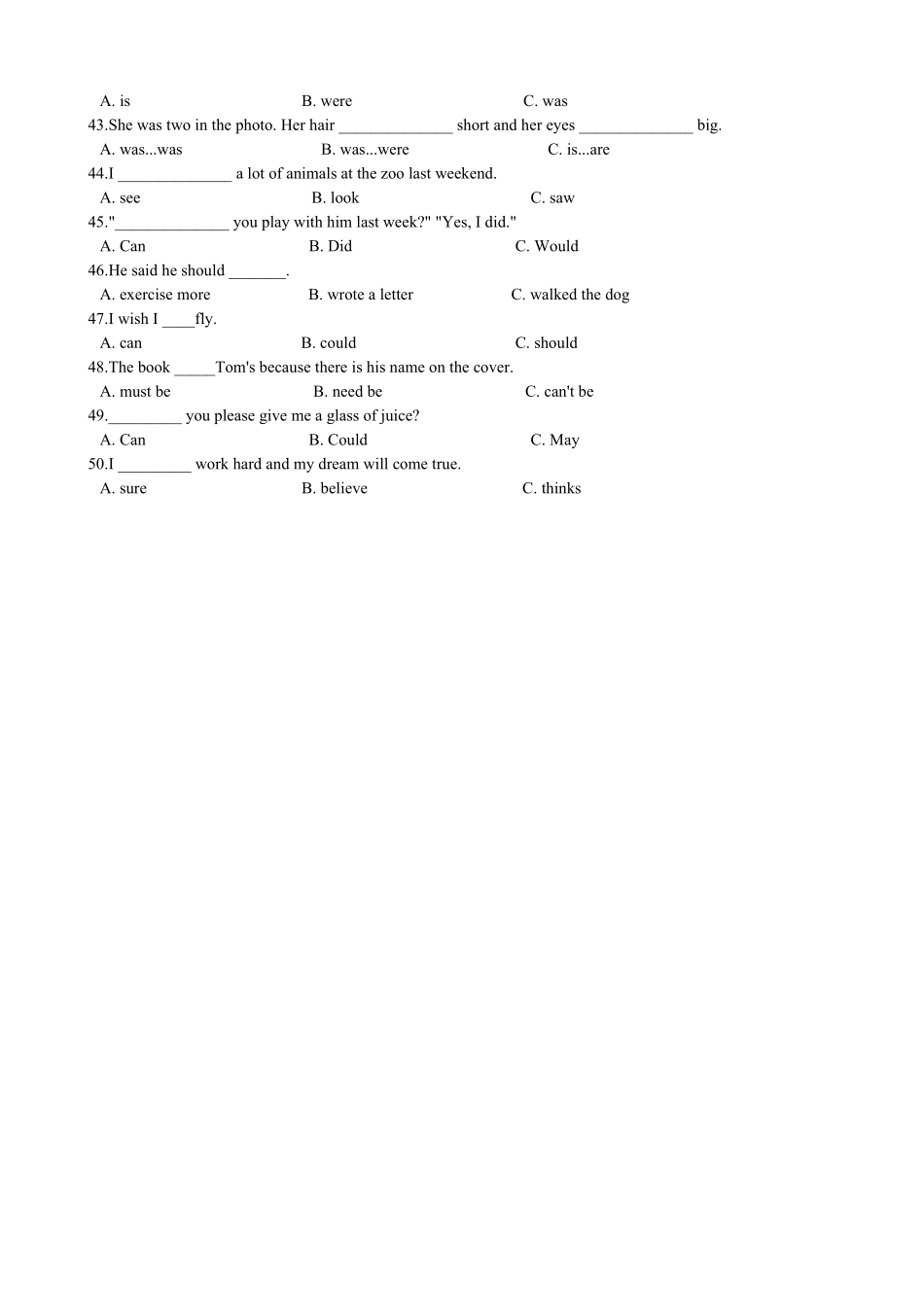 4、小升初英语专题复习语法专练动词.pdf_第3页