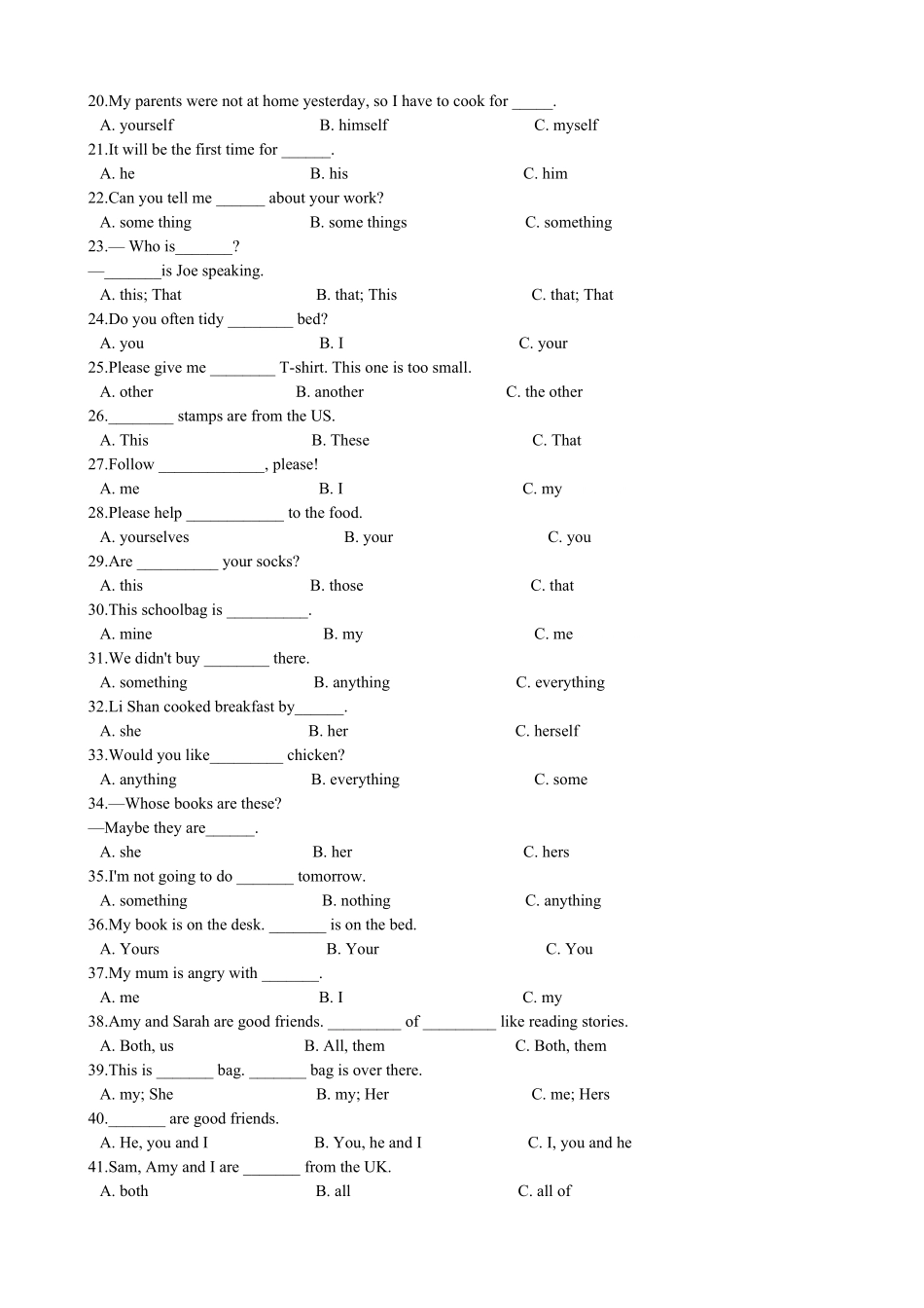 3、小升初英语专题复习语法专练代词.pdf_第2页