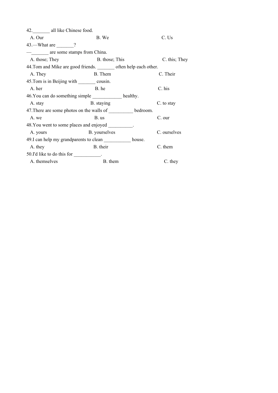 3、小升初英语专题复习语法专练代词.pdf_第3页