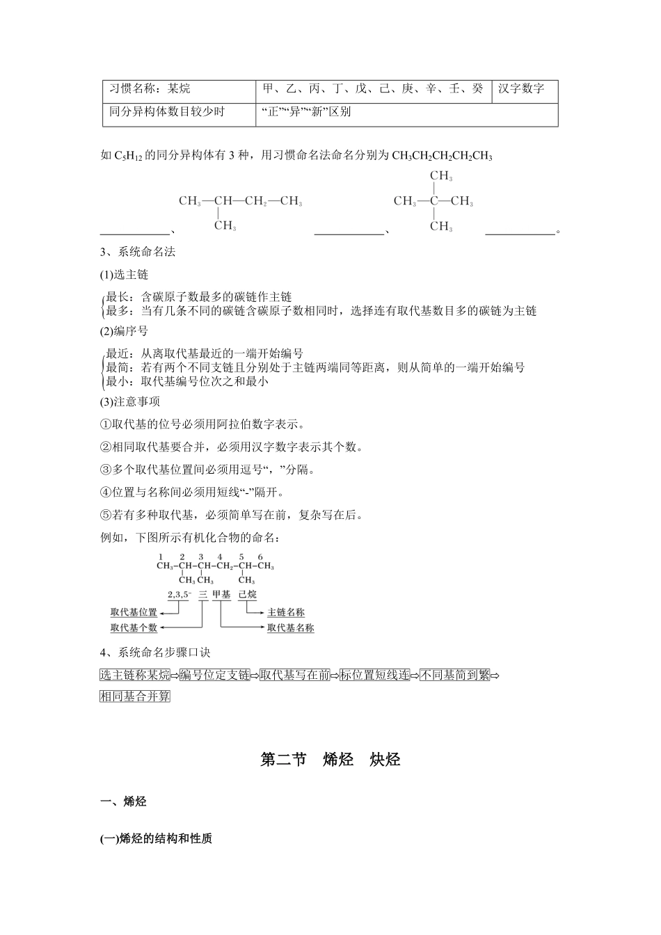 第2章烃-高中化学全册必背章节知识清单新人教版选择性必修3学生版.pdf_第3页