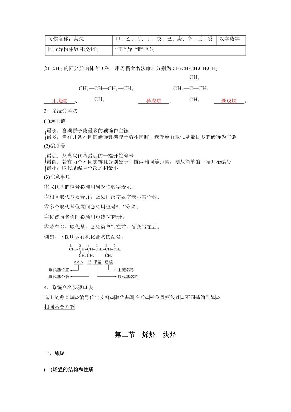 第2章烃-高中化学全册必背章节知识清单新人教版选择性必修3教师版.pdf_第3页