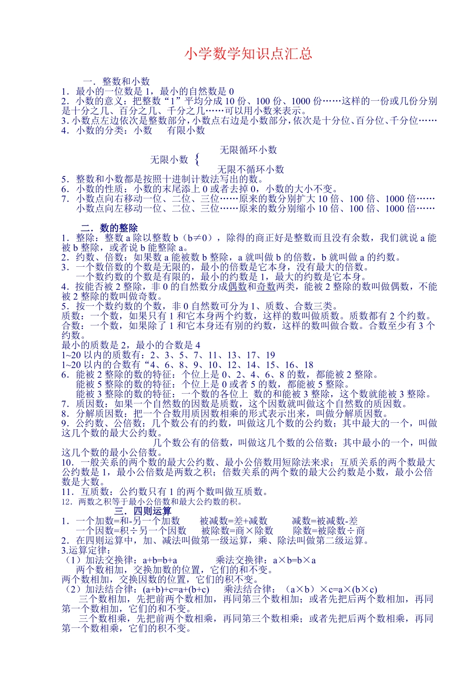 【品优教学】北师大版小学数学知识点汇总.pdf_第1页