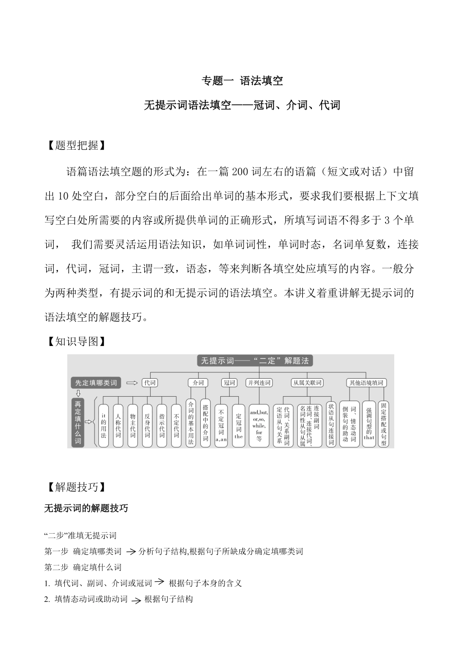 【高考新风向】专题一语法填空-无提示词语法填空1-英语二轮总复习讲义教师版.pdf_第1页