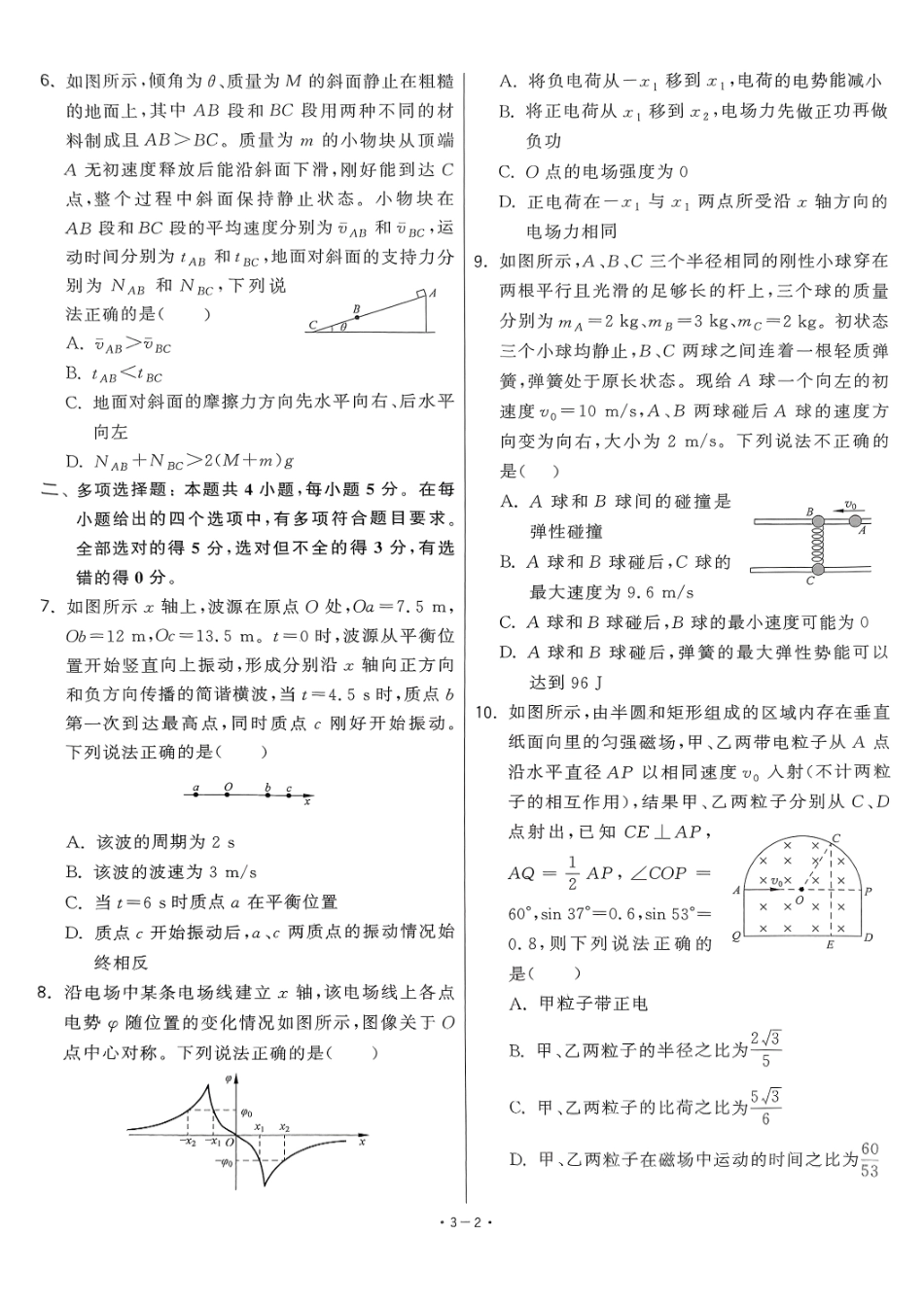 【卷3】2025新高考物理临门12卷-【清华大学】2025新高考临门.pdf_第2页