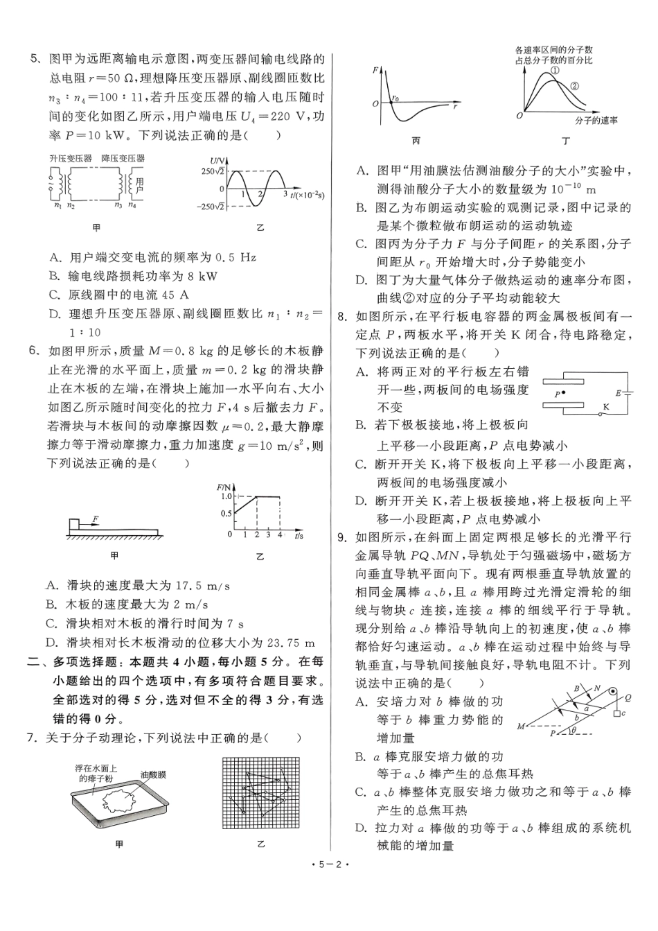 【卷5】2025新高考物理临门12卷-【清华大学】2025新高考临门.pdf_第2页