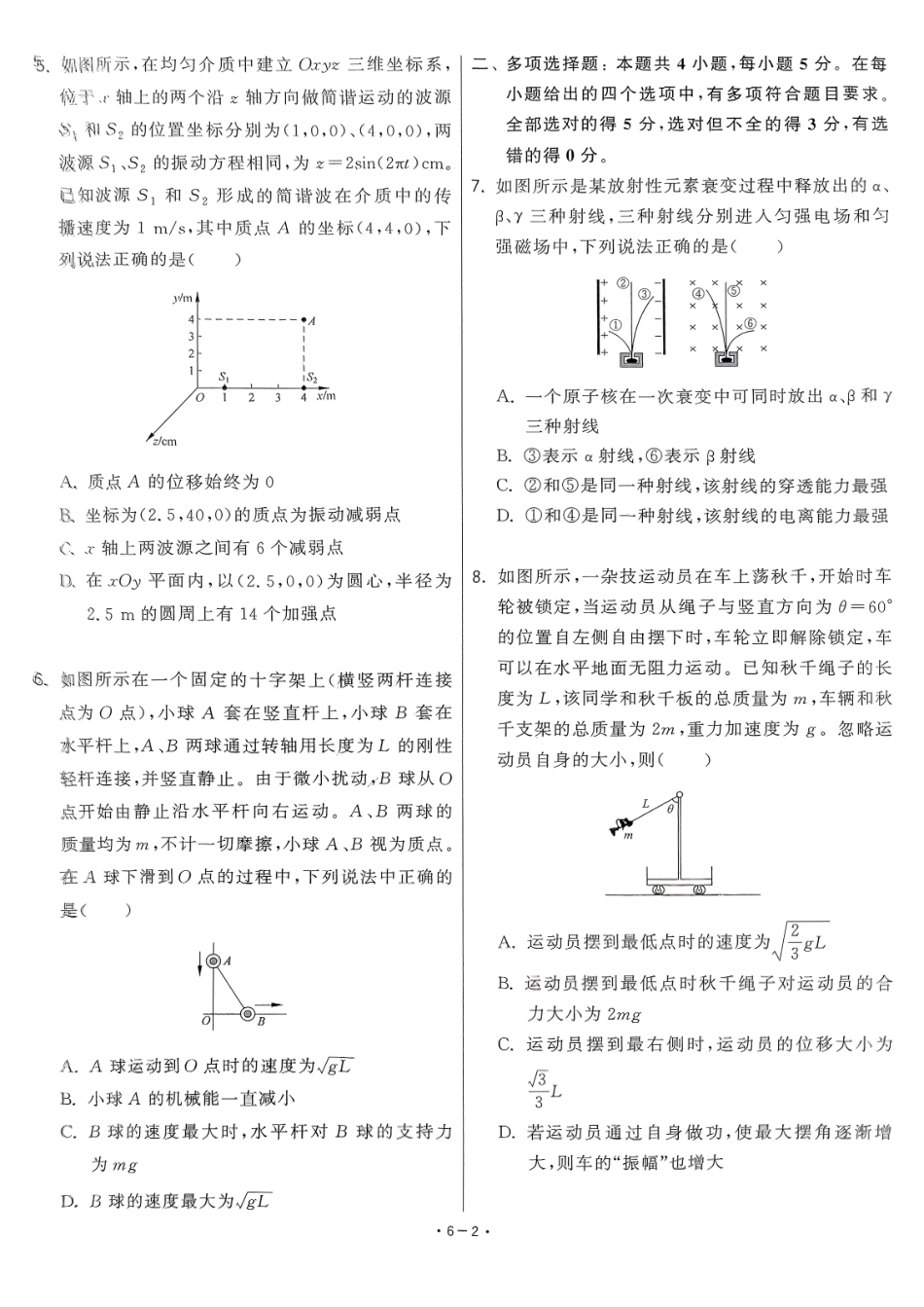 【卷6】2025新高考物理临门12卷-【清华大学】2025新高考临门.pdf_第2页