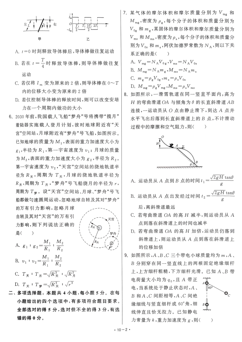 【卷10】2025新高考物理临门12卷-【清华大学】2025新高考临门.pdf_第2页