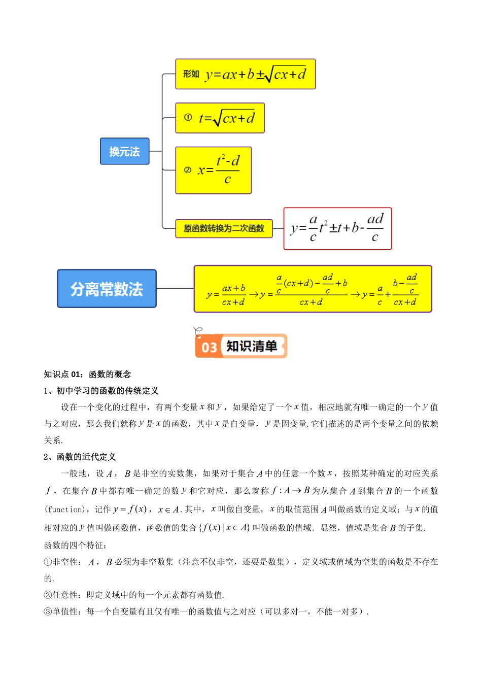 第01讲 3.1.1函数的概念(知识清单+15类热点题型讲练+分层强化训练)(解析版)-2025《高中数学同步课堂学与练》高一(人教A版必修第一册).pdf_第2页