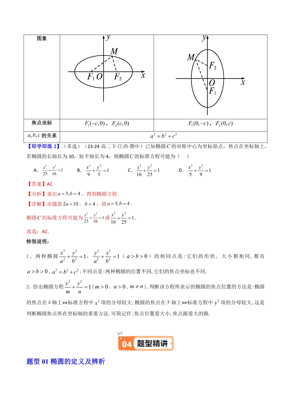 第01讲 3.1.1椭圆及其标准方程(知识清单+10类热点题型讲练+分层强化训练)(解析版)-2025《高中数学同步课堂学与练》高二(人教A版选修第一册).pdf_第3页