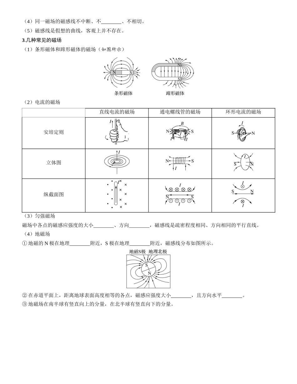第1讲　磁场及其对电流的作用-【物理】2025版三维设计一轮总复习学生用书.docx_第2页
