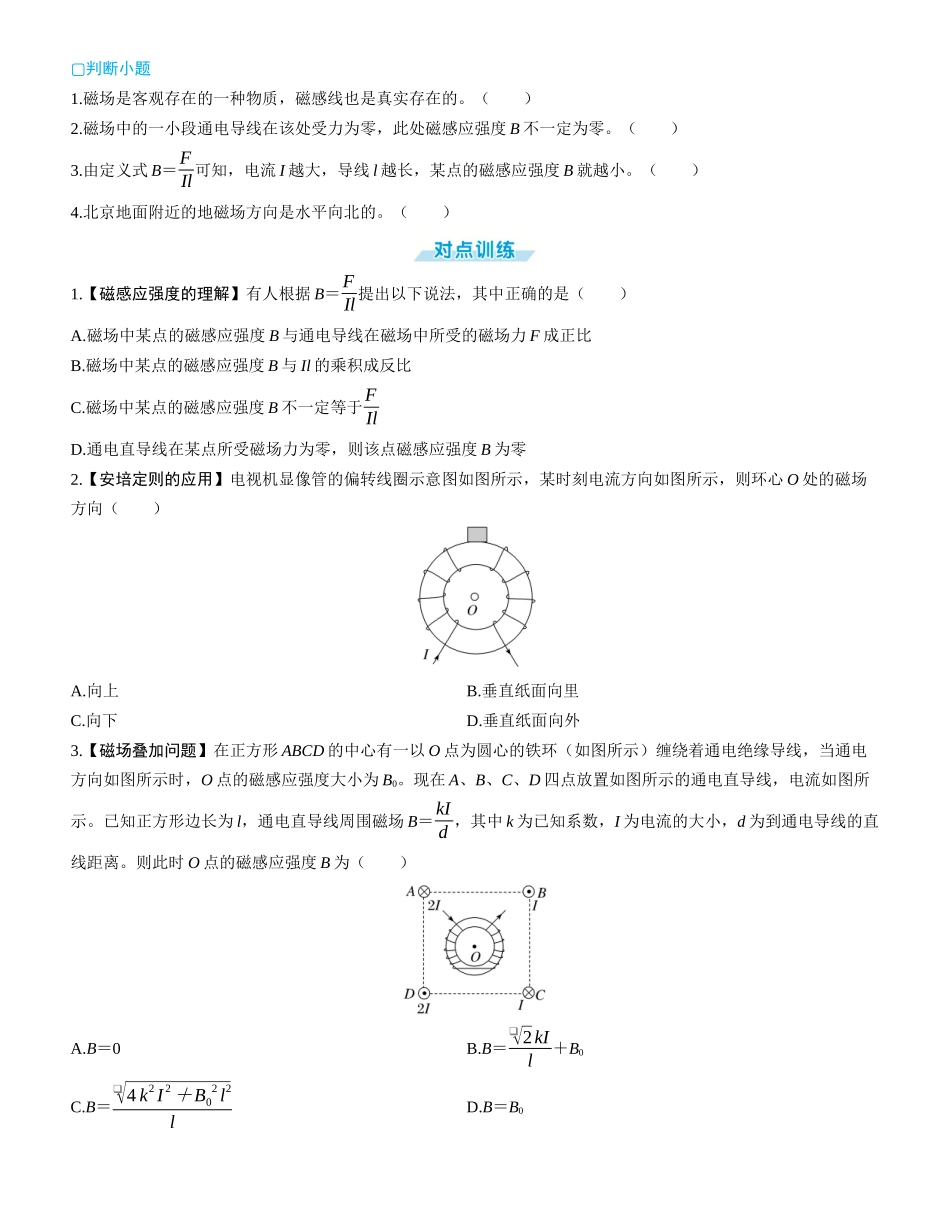 第1讲　磁场及其对电流的作用-【物理】2025版三维设计一轮总复习学生用书.docx_第3页
