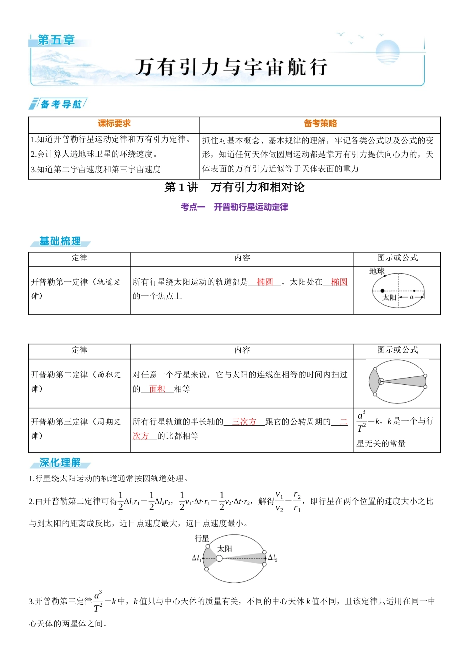 第1讲　万有引力和相对论-【物理】2025版三维设计一轮总复习（提升版）.docx_第1页