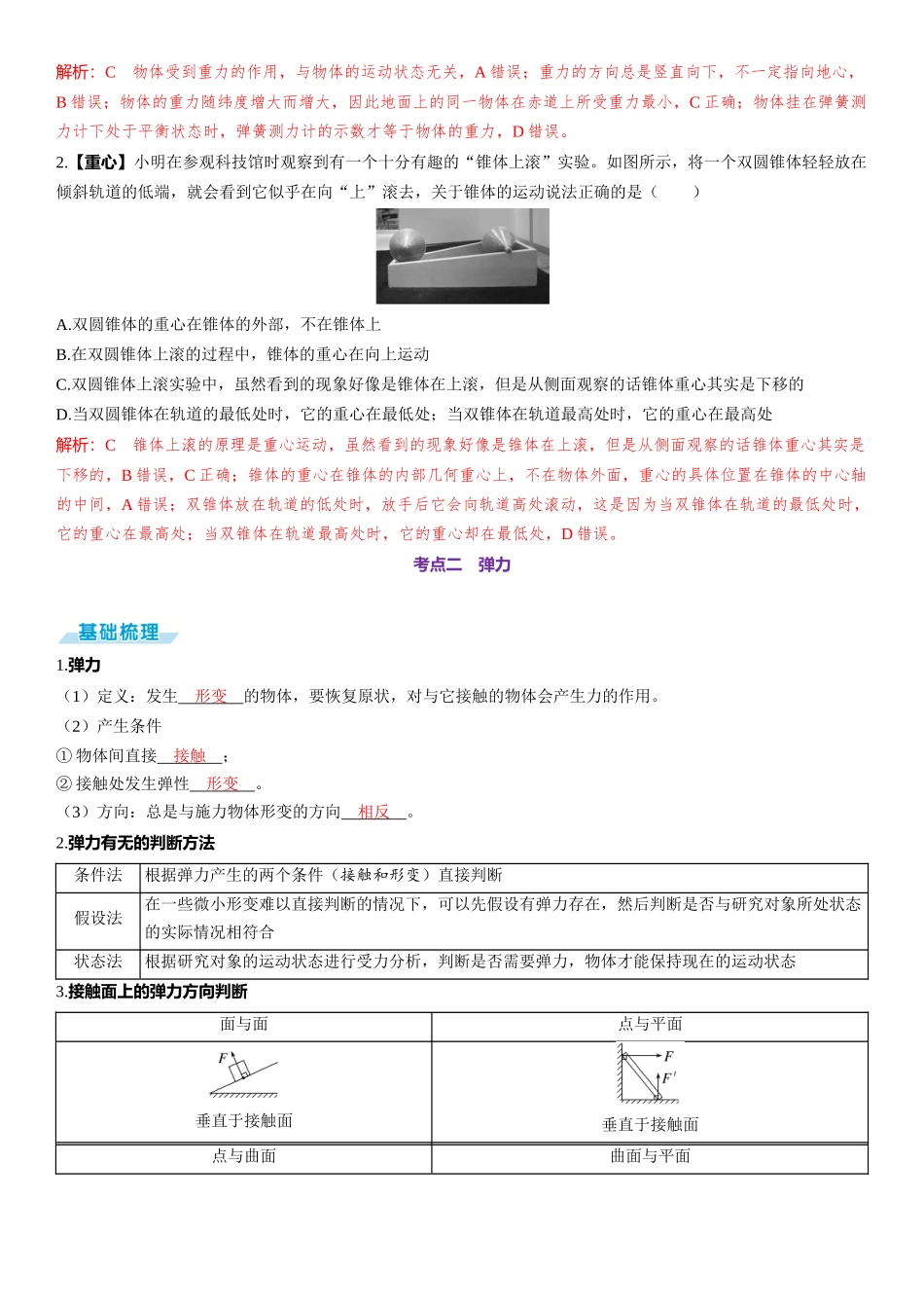 第1讲　重力　弹力　摩擦力-【物理】2025版三维设计一轮总复习（提升版）.docx_第2页