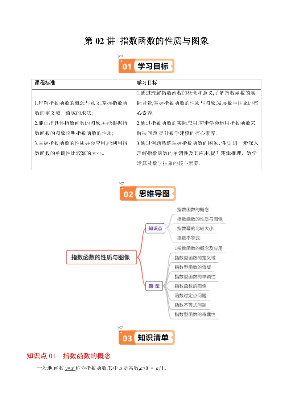 第02讲 指数函数的性质与图象(解析版)-2025《高中数学同步课堂学与练》高一(人教B版必修第二册).pdf_第1页