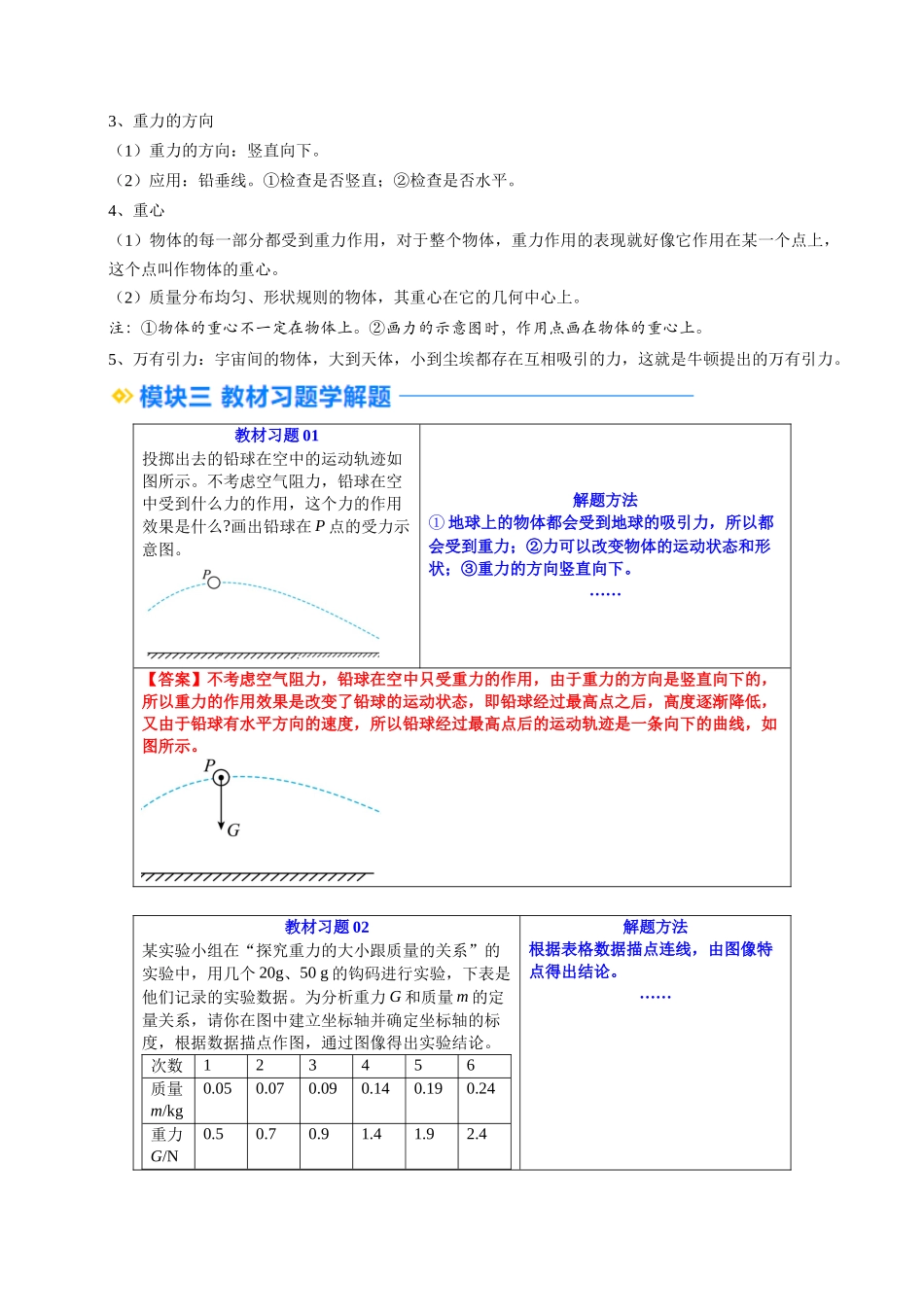 第03讲 重力（预习）（解析版）-2025【寒假衔接】初中物理培优讲义8年级（人教版）.docx_第2页