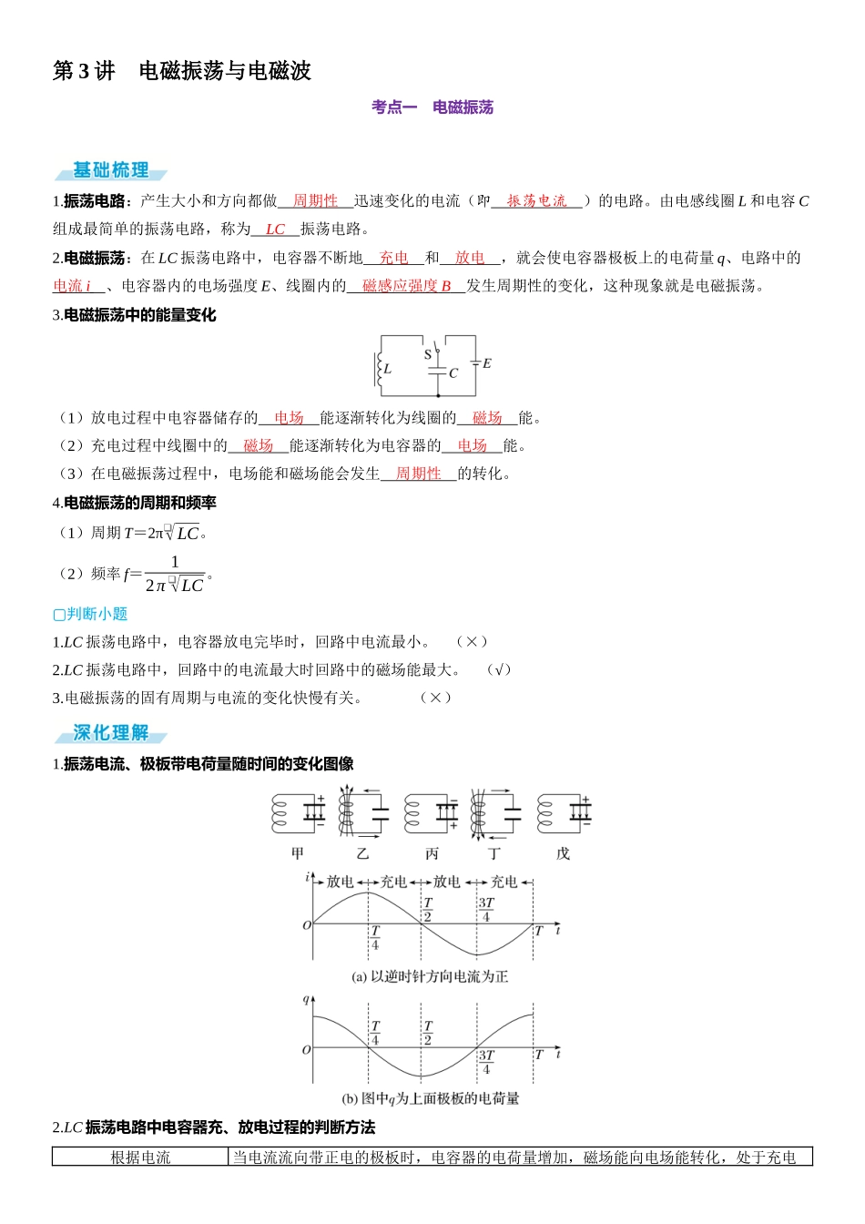 第3讲　电磁振荡与电磁波-【物理】2025版三维设计一轮总复习（提升版）.docx_第1页