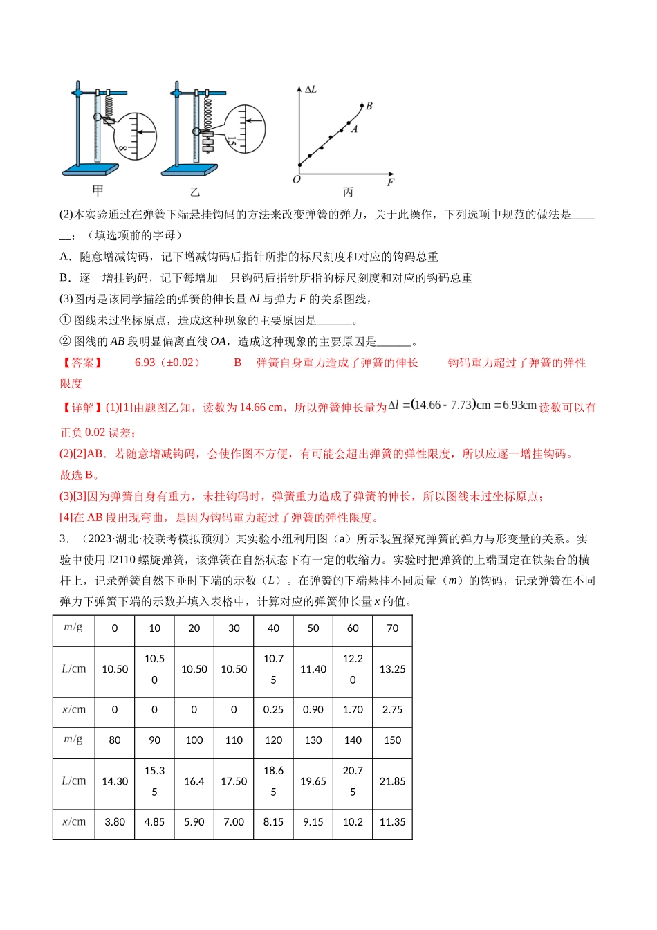第10讲 探究弹簧弹力与形变量的关系（练习）（解析版）-【物理】2025版三维设计一轮总复习模拟、真题演练.docx_第2页