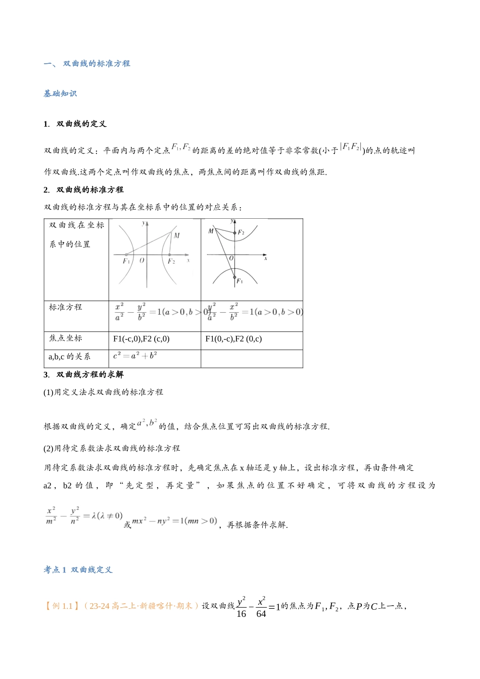 第14讲 双曲线与9考点精讲（解析版）-25新高二数学_高一升高二暑假预习.docx_第2页