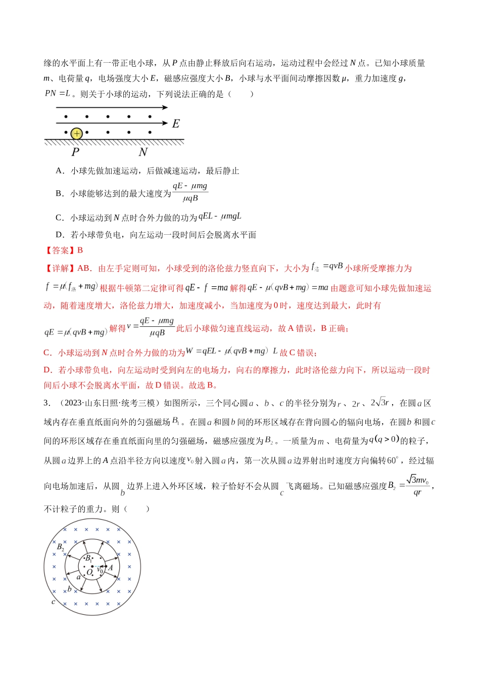 第53讲 带电粒子在复合场中的运动（练习）（解析版）-【物理】2025版三维设计一轮总复习模拟、真题演练.docx_第2页