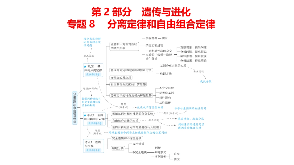 高中生物总复习讲解课件：专题8  分离定律和自由组合定律(共41张PPT)-【生物二轮复习】高考二轮高中生物学专题复习.pptx_第1页