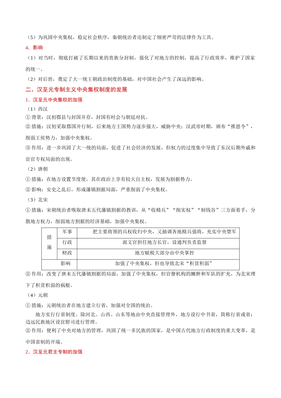 考点02 秦至元政治制度的演变-2025版考点一遍过高考历史.doc_第2页