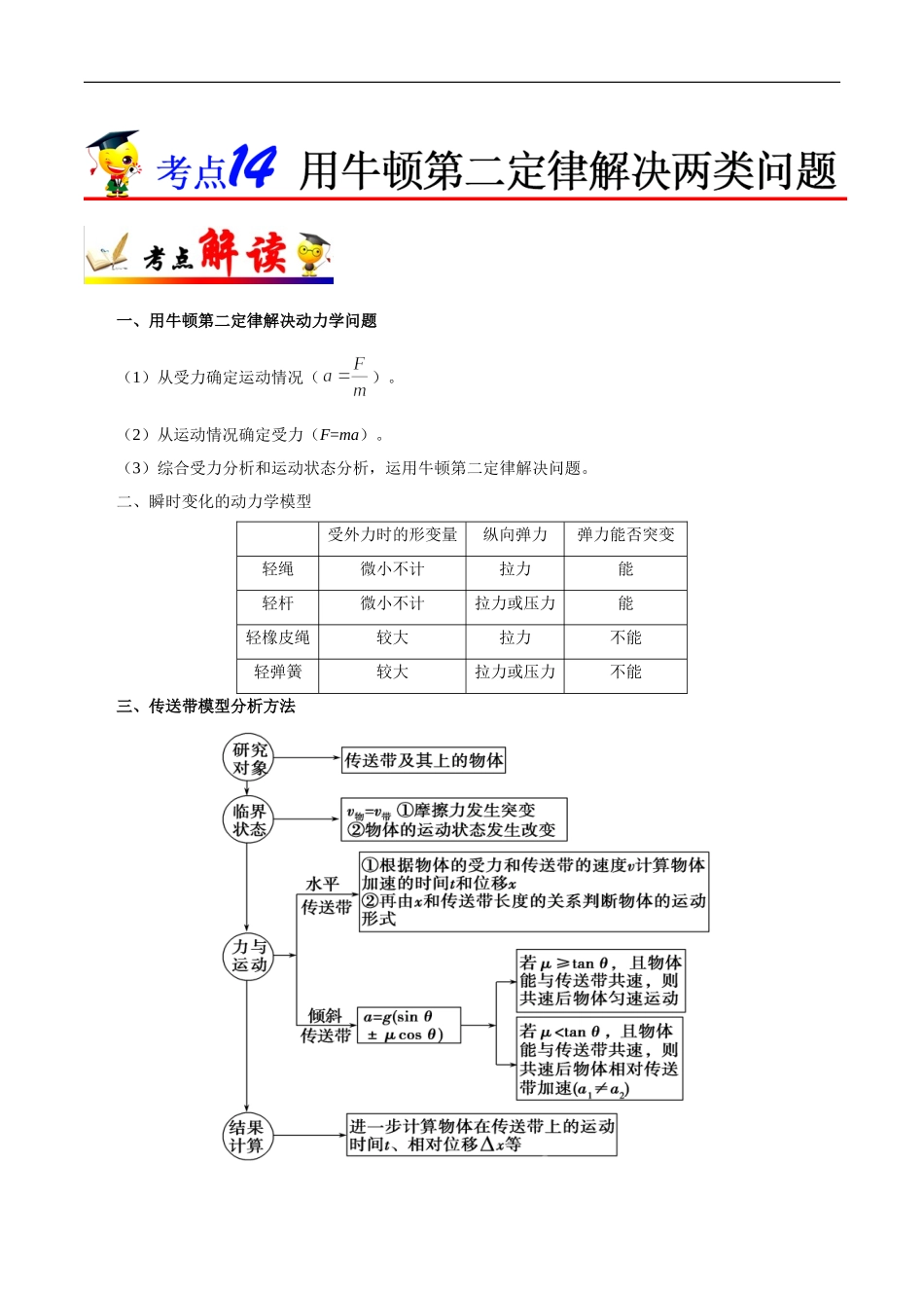 考点14 用牛顿第二定律解决两类问题-2025版考点一遍过高考物理.doc_第1页