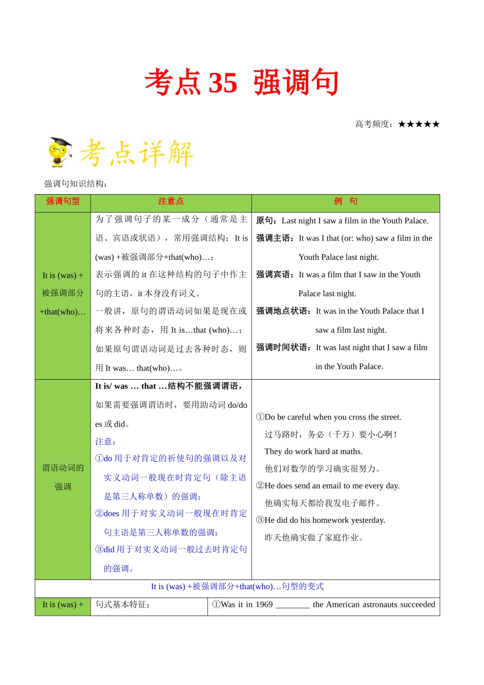 考点35 强调句-2025版考点一遍过高考英语.doc_第1页