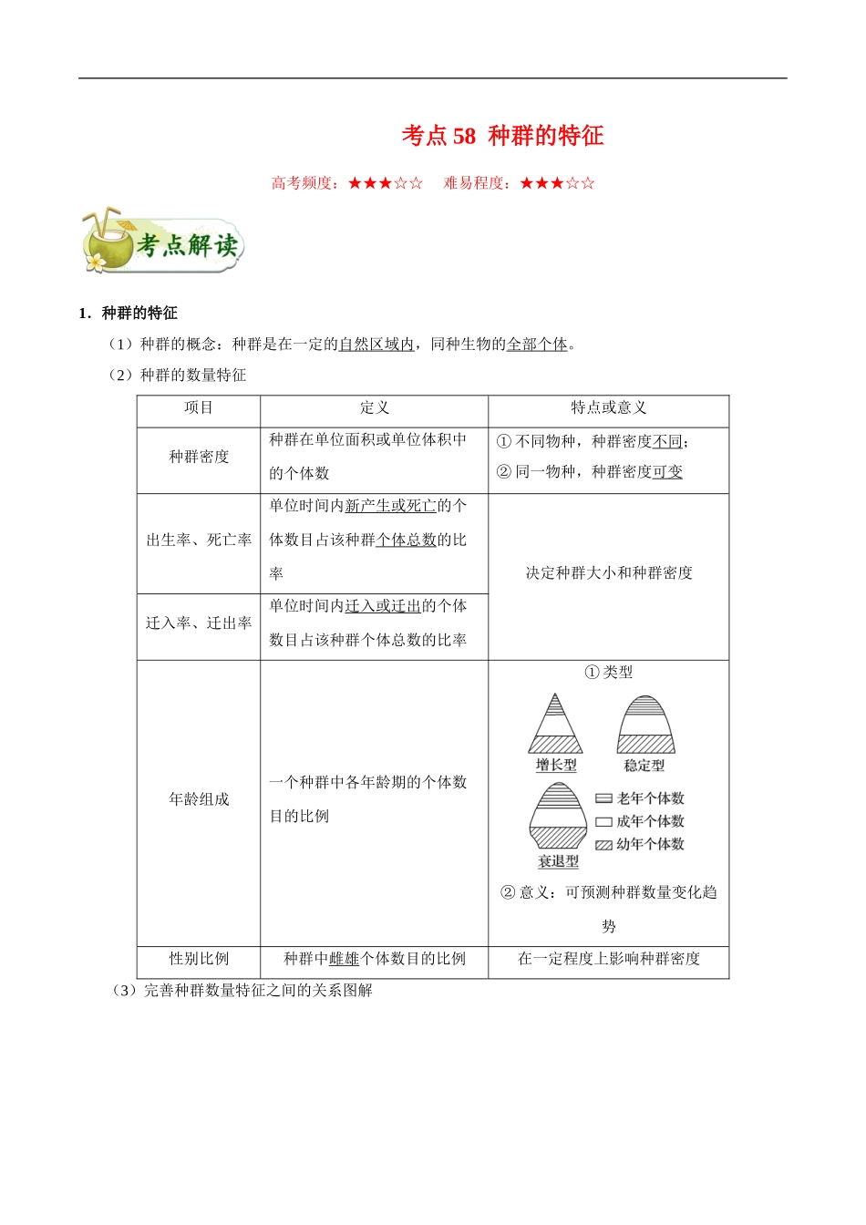 考点58 种群的特征-2025版考点一遍过高考生物.doc_第1页