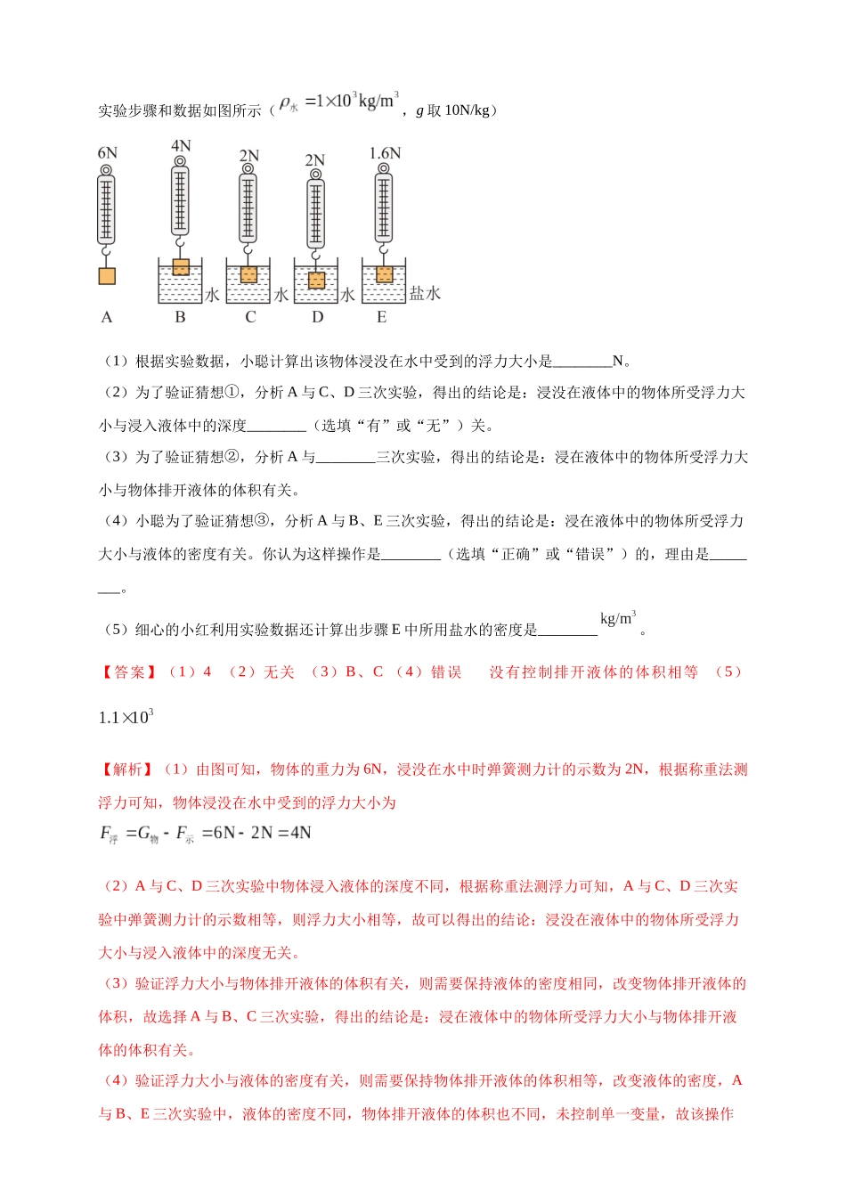 模块三 实验 专题36 探究浮力大小与哪些因素有关（解析版）-25备考物理2024年真题分类汇编.docx_第3页
