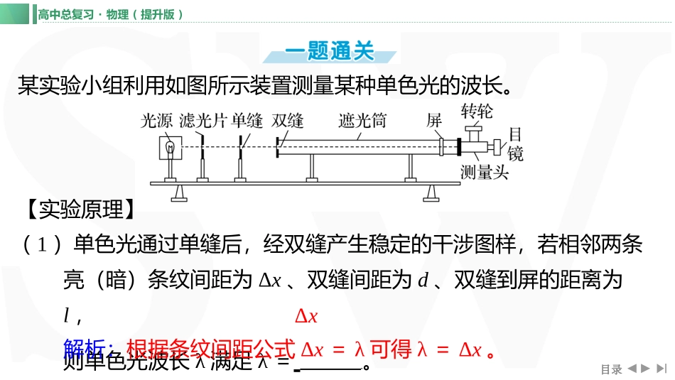 实验十七　用双缝干涉测量光的波长-【物理】2025版三维设计一轮总复习（提升版）.pptx_第2页