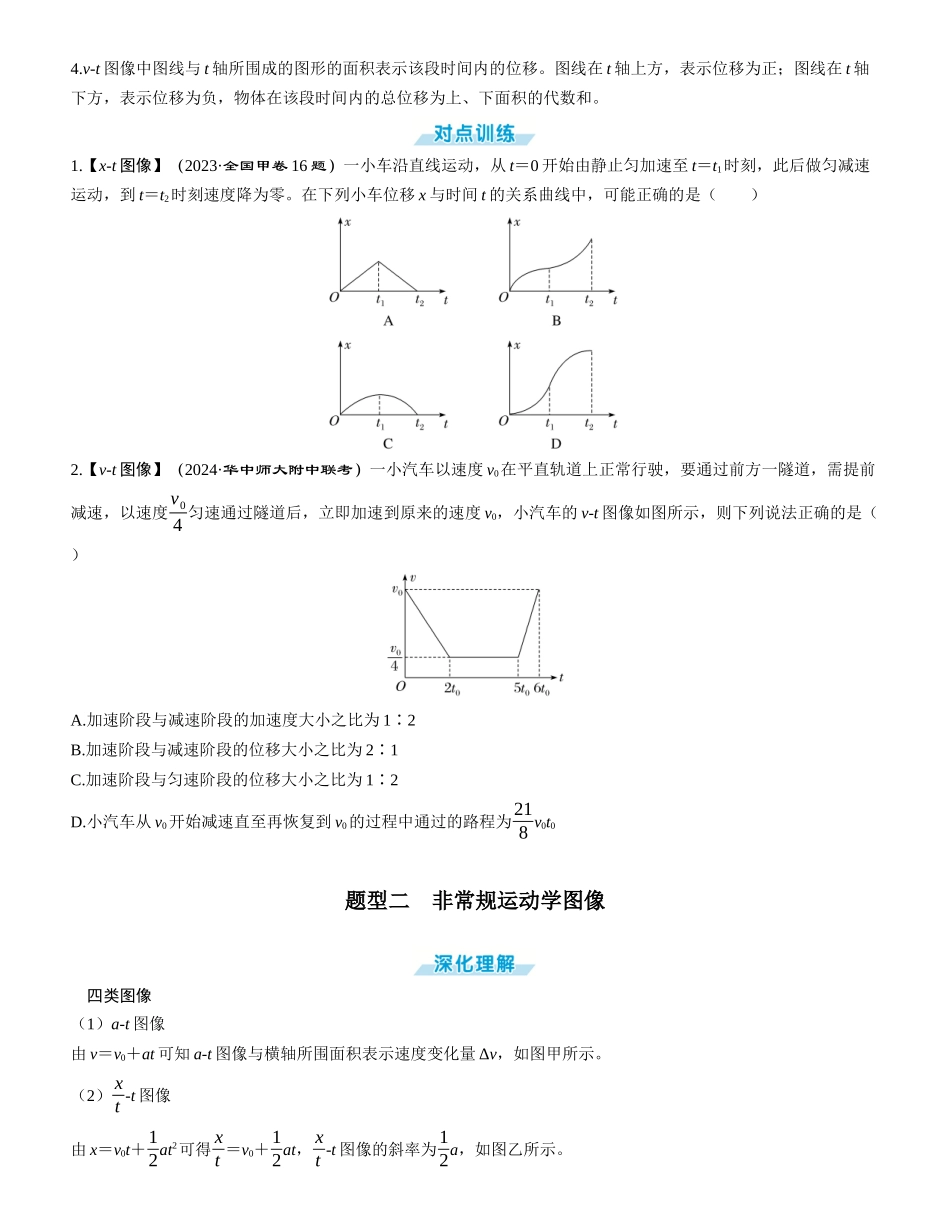 素养提升1⇒运动图像问题-【物理】2025版三维设计一轮总复习学生用书.docx_第2页