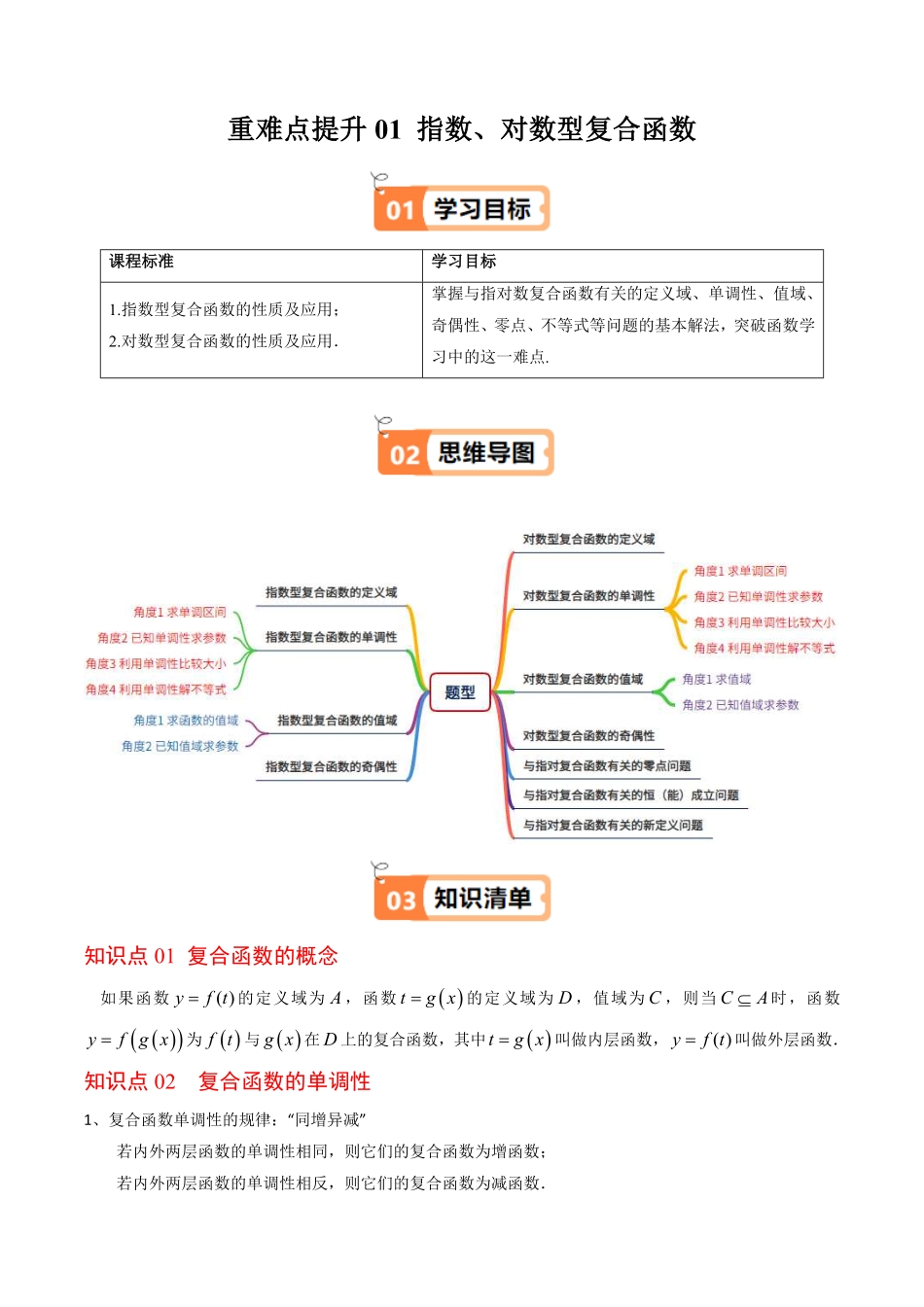 拓展提升1： 指数、对数型复合函数(解析版)-2025《高中数学同步课堂学与练》高一(人教B版必修第二册).pdf_第1页