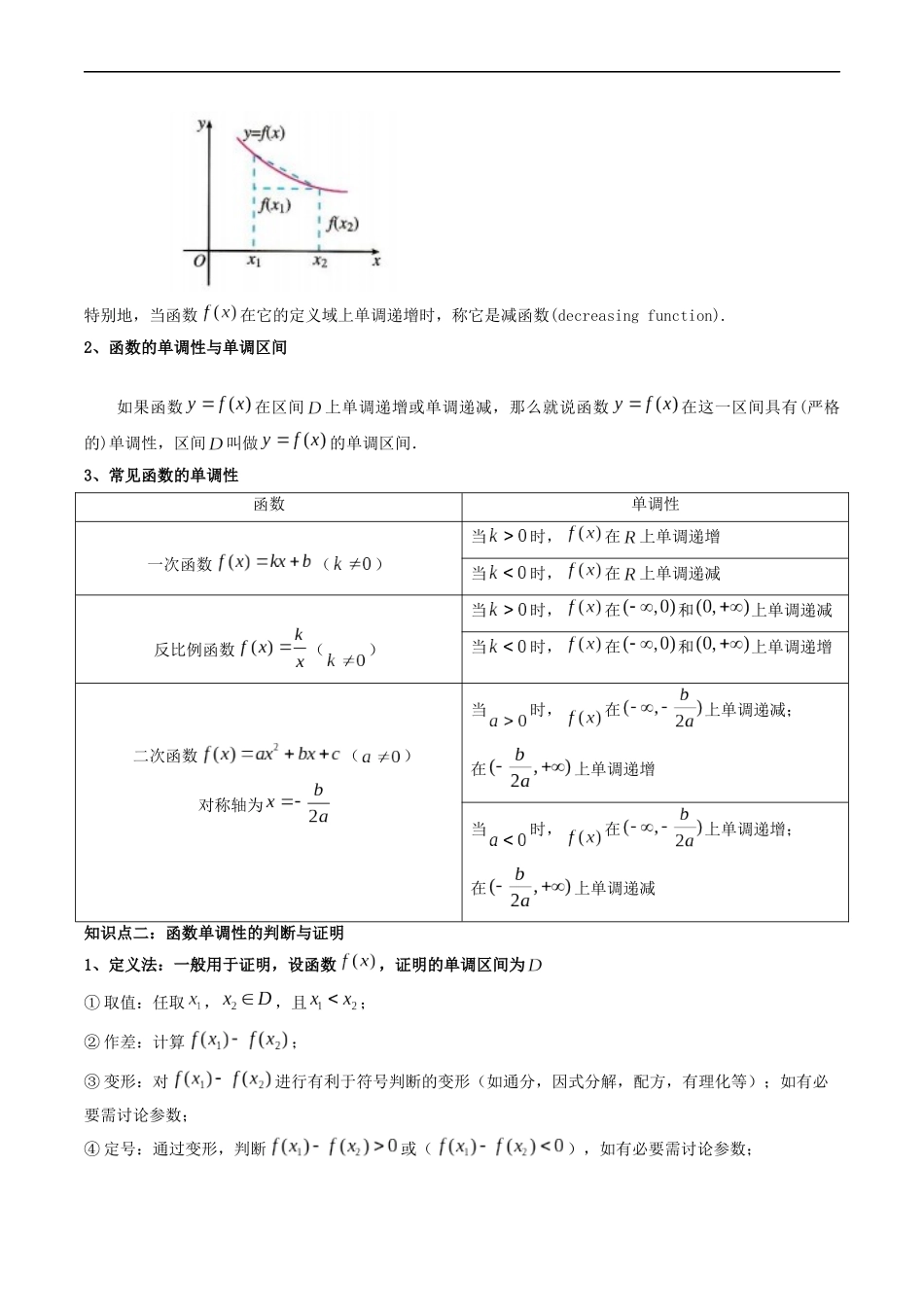 预备知识11 函数的单调性与最大（小）值（解析版）-2025【初升高衔接】新高一暑假学习提升计划（数学）.docx_第2页
