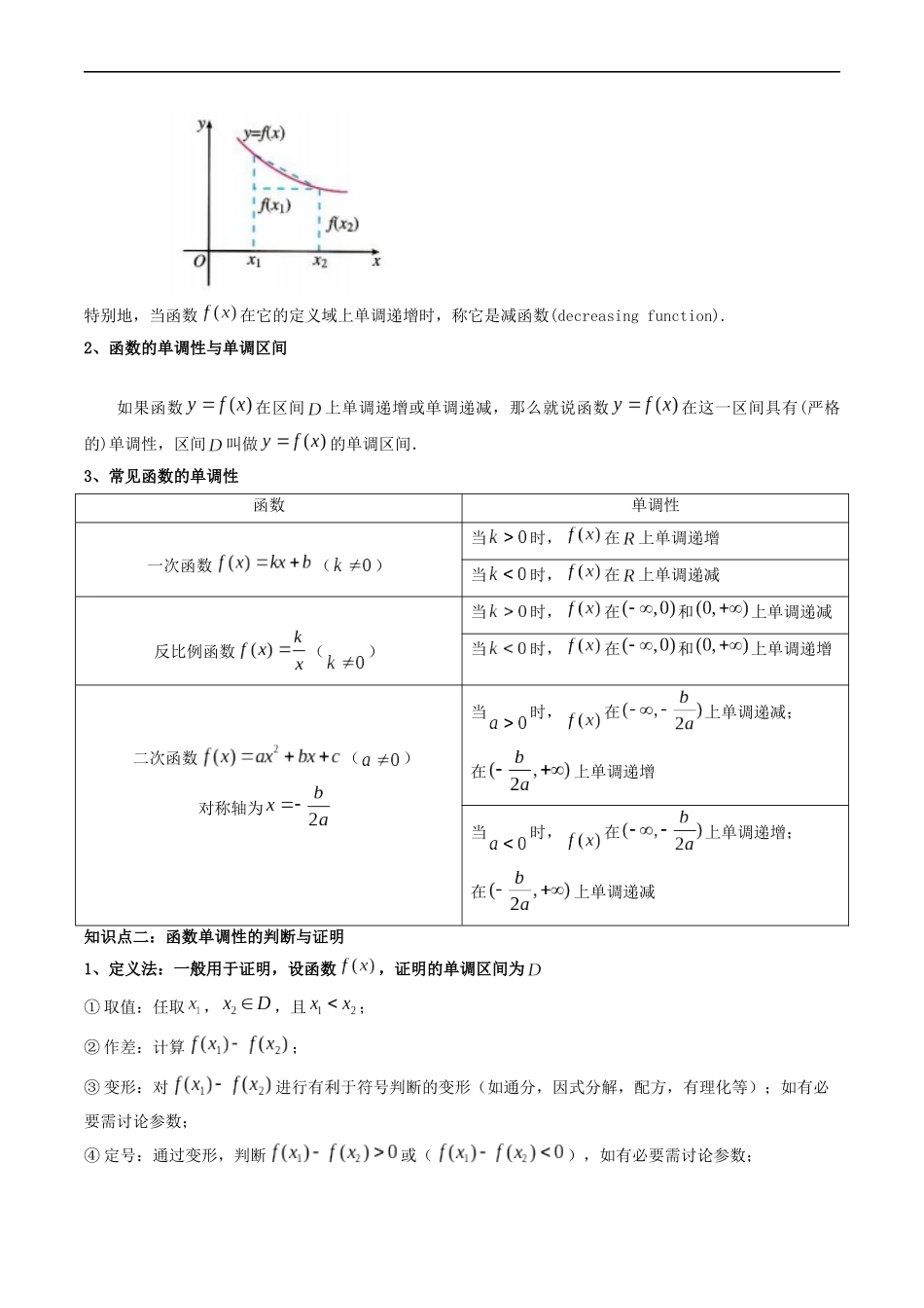 预备知识11 函数的单调性与最大（小）值（原卷版）-2025【初升高衔接】新高一暑假学习提升计划（数学）.docx_第2页