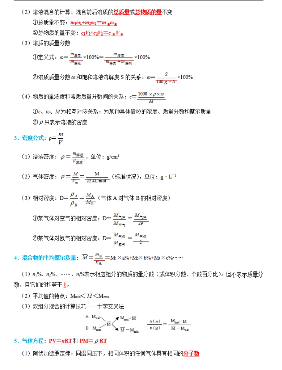 知识清单02  物质的量-【口袋书】2024年高考化学一轮复习知识清单.pdf_第2页