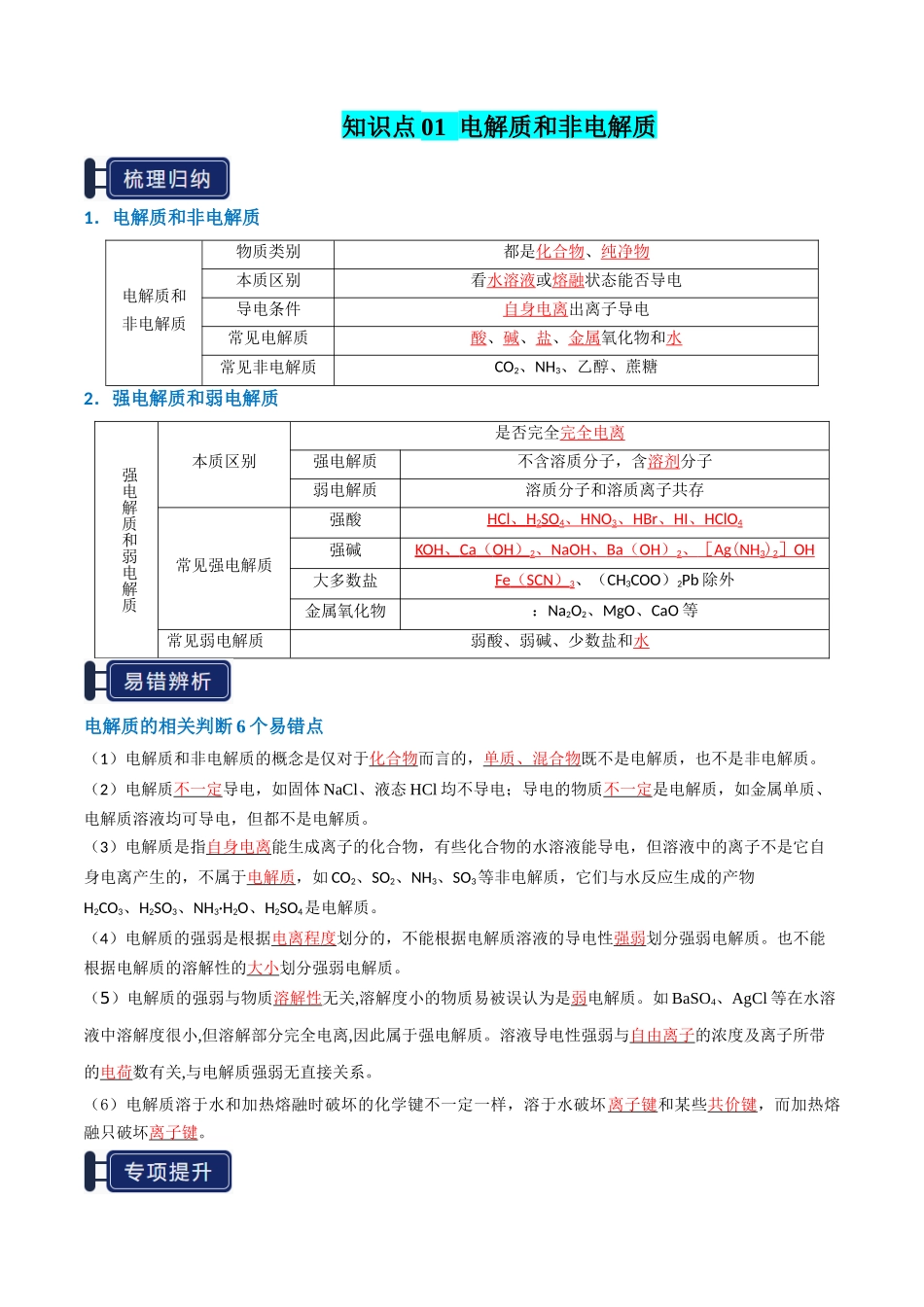 知识清单02 离子反应（解析版）-【上好课】2025年高考化学一轮复习知识清单（新高考专用）.docx_第2页