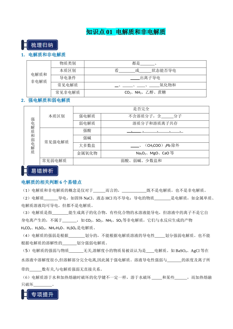 知识清单02 离子反应（原卷版）-【上好课】2025年高考化学一轮复习知识清单（新高考专用）.docx_第2页