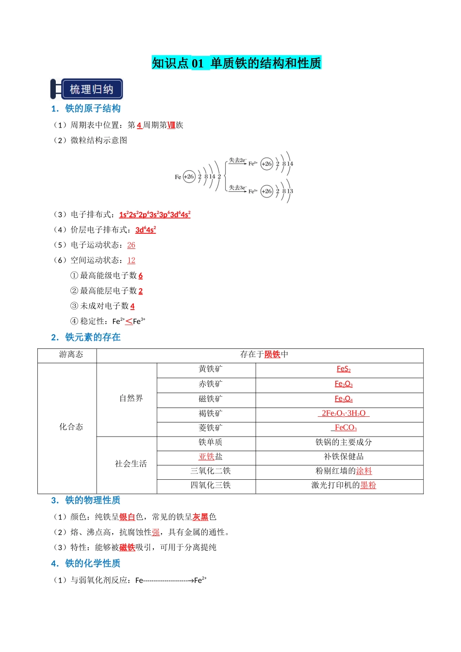 知识清单06 铁及其重要化合物（解析版）-【上好课】2025年高考化学一轮复习知识清单（新高考专用）.docx_第2页