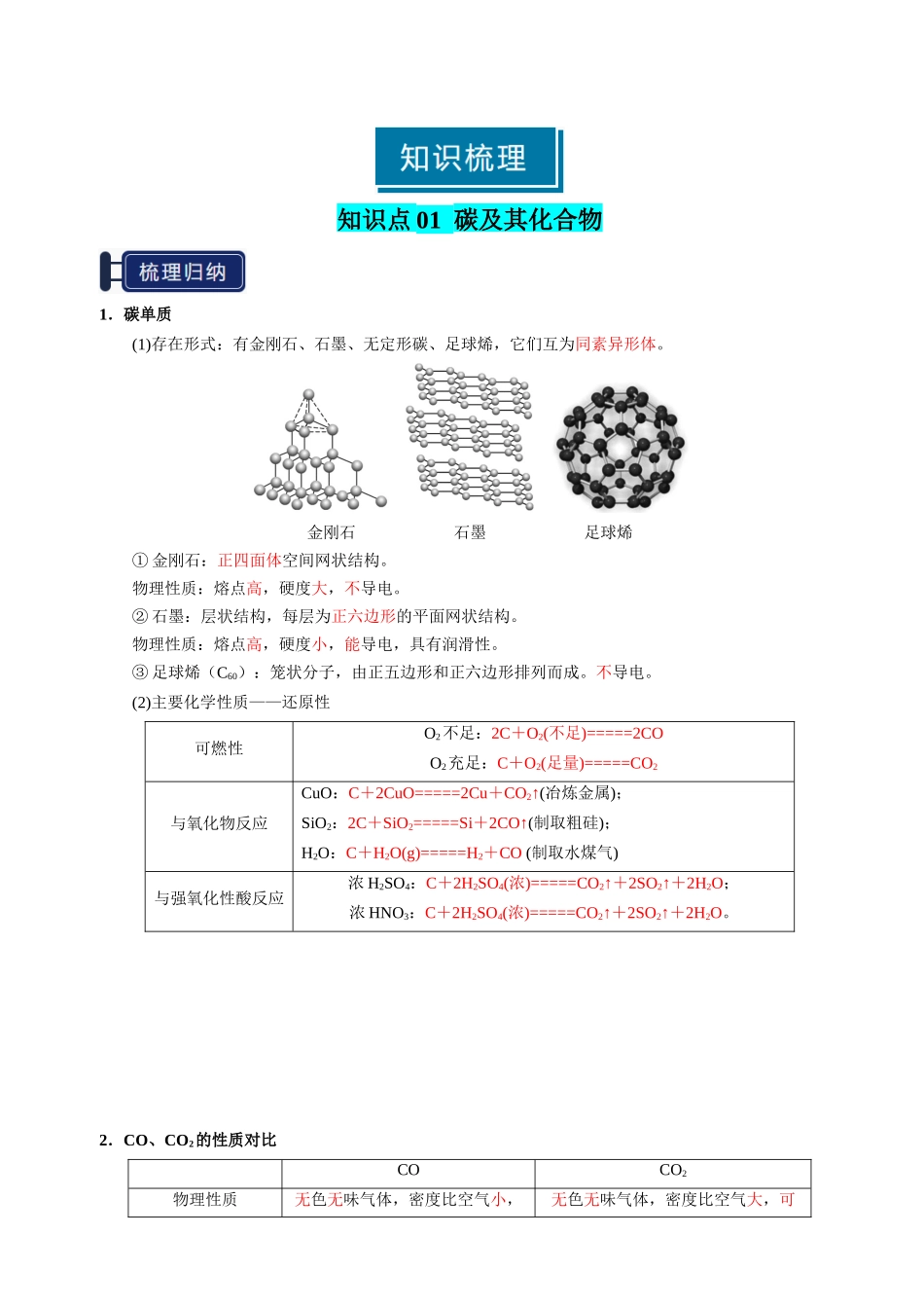 知识清单12 碳、硅及无机非金属材料-【上好课】2025年高考化学一轮复习知识清单（新高考专用）（解析版）.docx_第2页