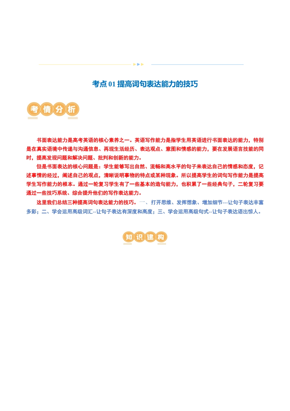 专题01  提高词句表达能力的技巧（讲义）（原卷版）-2024年高考英语写作课件+讲义+练习二轮复习.docx_第2页