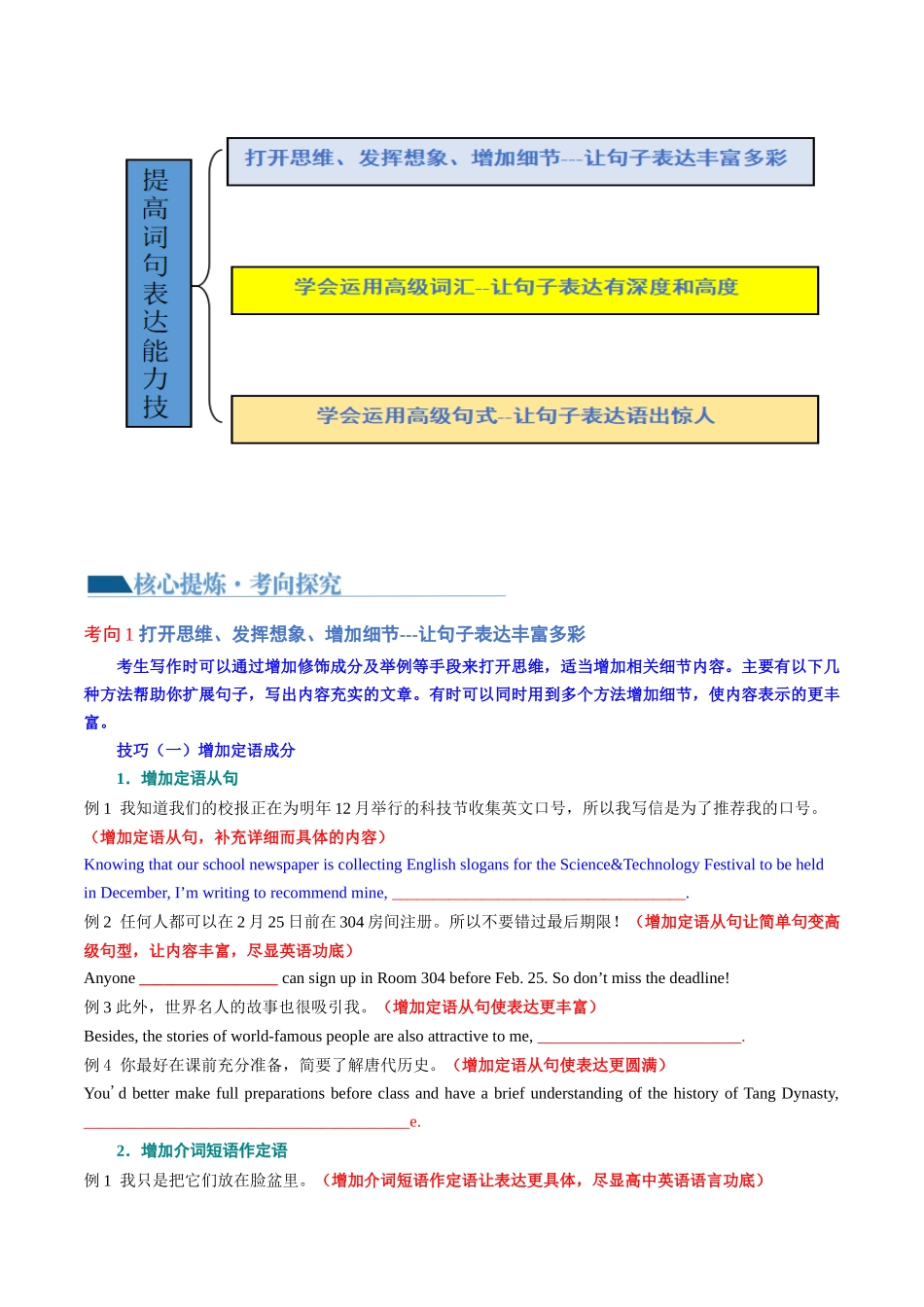 专题01  提高词句表达能力的技巧（讲义）（原卷版）-2024年高考英语写作课件+讲义+练习二轮复习.docx_第3页